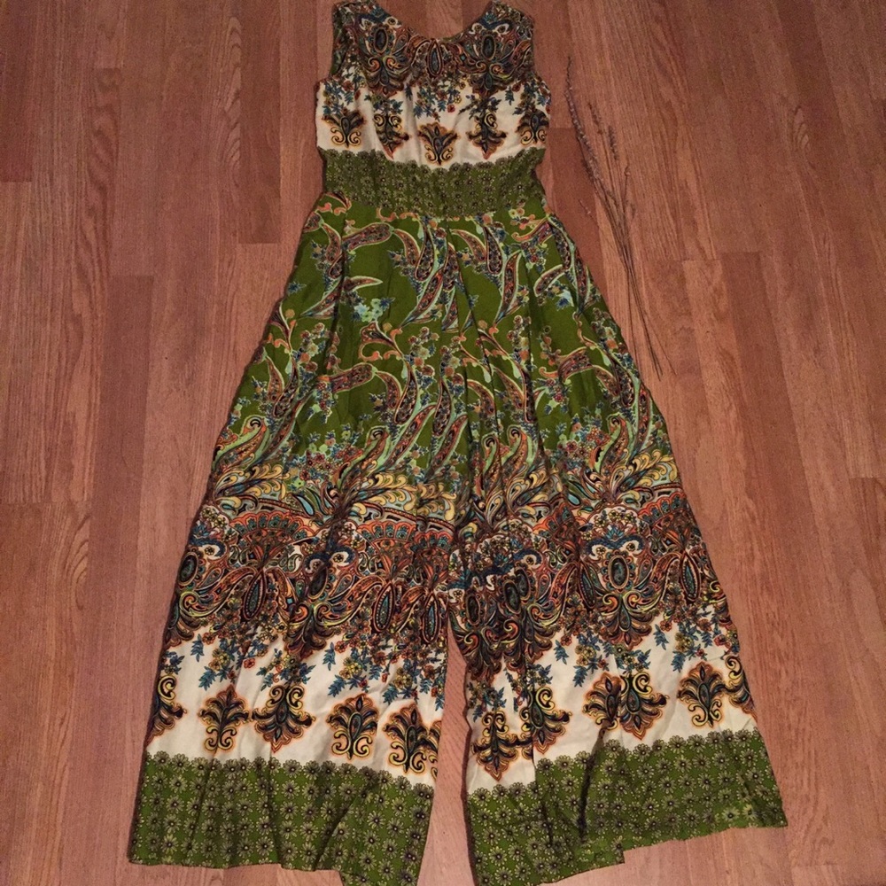 1960s/1970s paisley floral palazzo jumpsuit